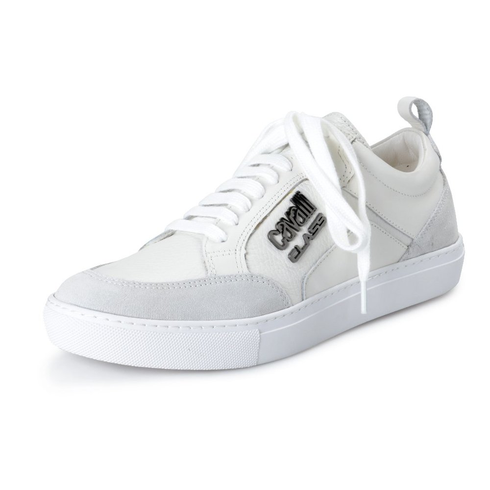 Cavalli Class Men's White Leather Fashion Sneakers